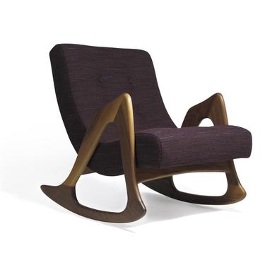 Sculpted Solid Walnut Rocking Chair