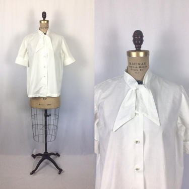 Vintage 50s blouse | Vintage white cotton maternity shirt | 1950s Ed Voline tunic top 