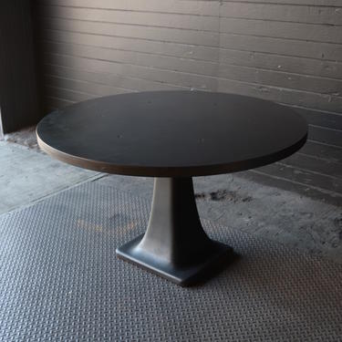 Steel Top Cast Iron Pedestal Table