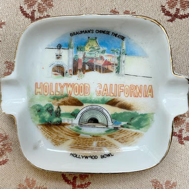Vintage Hollywood California Souvenir Ashtray | Grauman's Chinese Theater Hollywood Bowl Souvenir by blindcatvintage