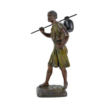 Cold Painted Spelter Bronze Arab Water Bearer after French Orientalist J. Didier Debut 
