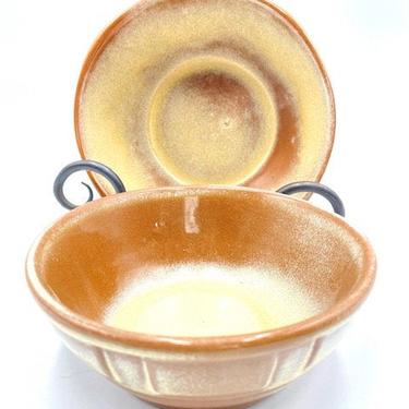 Frankoma Desert Gold Bowls, Wagoon Wheel Bowl 94X, Large Cereal Bowl 5XL, Vintage Pottery, Brown, Tan, Gold, Southwest Dinnerware 