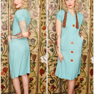 1940s Dress // Bonny Lee Cotton Sheath Dress // vintage 40s dress 