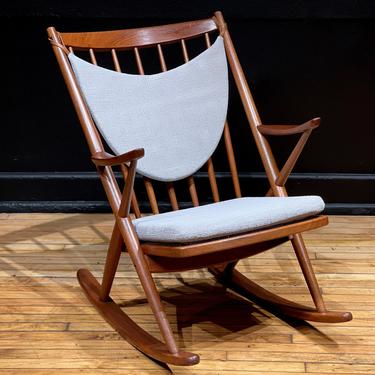 Restored Danish Teak Rocker by Frank Reenskaug for Bramin - Mid Century Modern Rocking Chair Cushions 