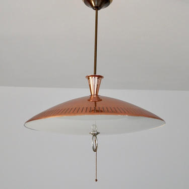 Mid-century Modern Light Fixture Pendant in Copper - Rewired! 