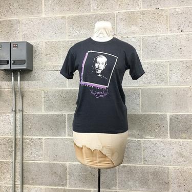 Vintage George Carlin 1980s Original T-Shirt Retro Women's Size M Professional Comedian Black Cotton Purple White Graphic Tee Tour Shirt 