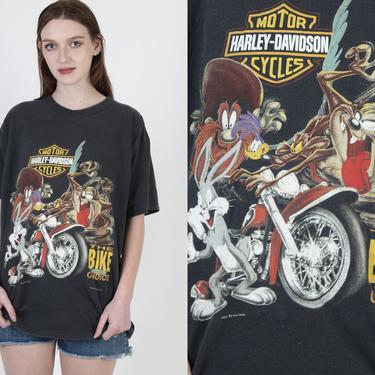 Vintage 1993 Harley Davidson Looney Tunes TAZ Fun Wear 2 Sided Single Stitch T Shirt 