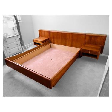 (AVAILABLE) Vintage Danish Modern Teak Queen Platform Bed