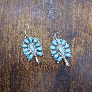 PAM BENALLY Silver &amp; Turquoise Petit Point Cluster Earrings | Navajo Earrings | Southwestern Native American Indian Jewelry 