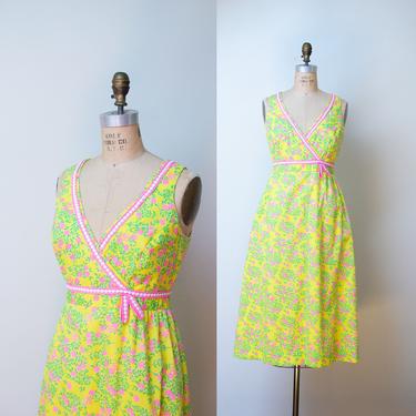 1970s Lilly Pulitzer Dress / 70s Floral Print Sundress 