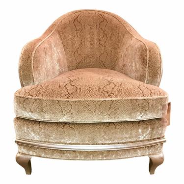 Art Deco Style Pearson Co. Taupe Cut Velvet Ettienne Club Chair
