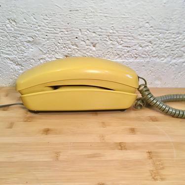 Vintage 1977 Western Electric Trimline Desk Phone, Bell System AD2, Rotary Dial, Bright Yellow, Works! 