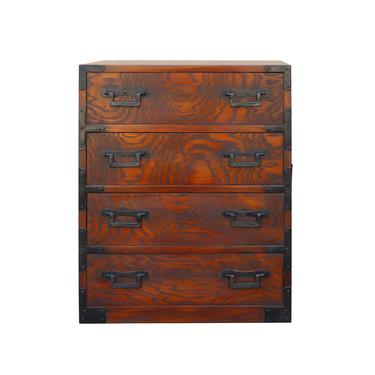 Oriental Asian Metal Hardware Chest of 4 Drawers Cabinet ws465S