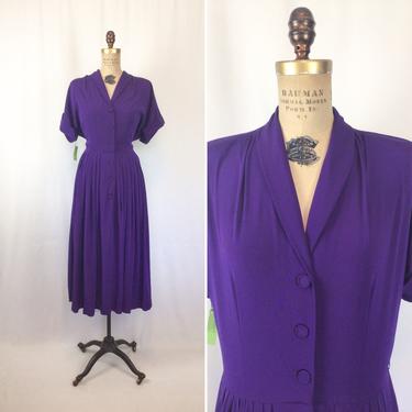 Vintage 50s dress | Vintage purple shirt waist dress | 1950s  dead stock Rite Fit shirt dress 