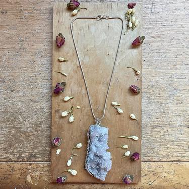 Large Stalactite Necklace Galaxy Amethyst Crystal Heirloom Jewelry Sterling Silver Pendant Expensive Gifts 
