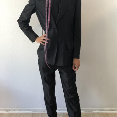 Vintage DKNY Black Raw Silk 3 Pice Suit 