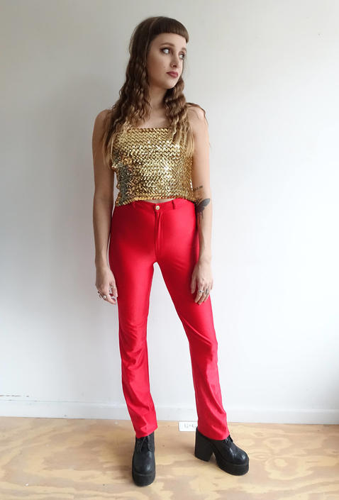 Vintage 70s Fredericks of Hollywood Red Disco Pants/1970s High
