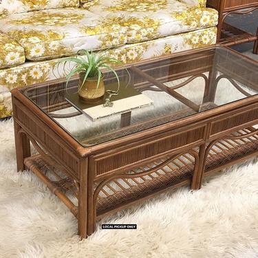 LOCAL PICKUP ONLY ———— Vintage Rattan Coffee Table 
