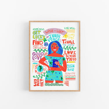 Sef Care Print | Wishlist for life Artwork | Friendly reminder cubicle decor 