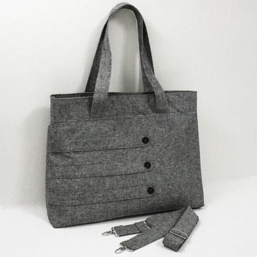 Large deluxe heather gray tote bag with decorative straps -- diaper bag | travel bag | laptop bag | school bag 