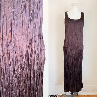 Vintage 1990 Calvin Klein Chocolate Brown Silk bias cut Dress / M 