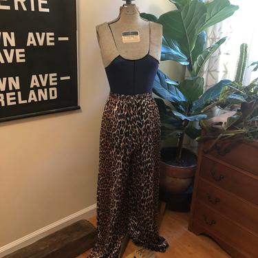 Vanity Fair leopard print lounge pants pajamas 1960s vintage pinup 12 S 