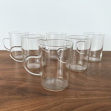 Set of 6 Vintage Schott Borosilicate Glass Tea Cups 