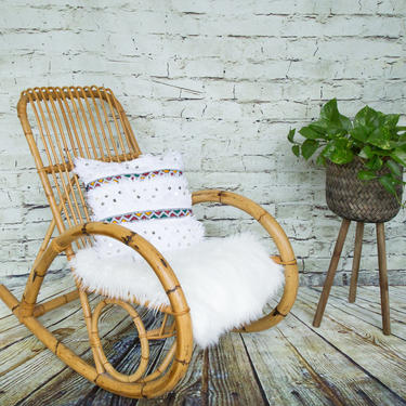 SHIPPING NOT FREE! Vintage Bamboo Rocking Chair /Franco Albini Rocking Chair /Armchair/Bentwood Rocker 