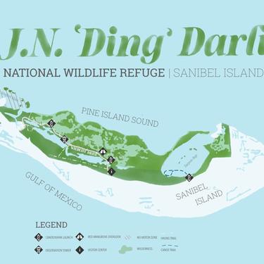 J.N. ‘Ding’ Darling National Wildlife Refuge map print 