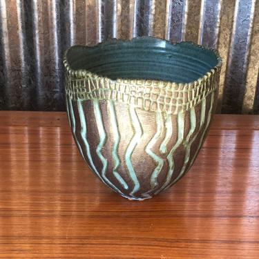 Mid Century Modern Ceramic Glazed Planter Pot, FREE Continental US Shipping 