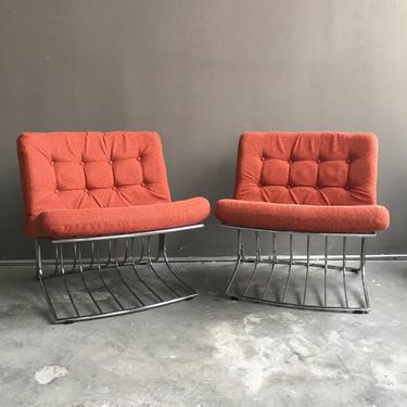 Pair of Baughman Style Lounge Chairs