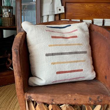 Handmade Woven Pillow | Cream Striped Pillow | Modern Rustic Pillow | Boho Pillow | Nautical Pillow | Down Insert 