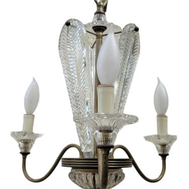 Vintage Neoclassical Leaf 3-Arm Chandelier in the Style of Ercole Barovier for Barovier &amp; Toso