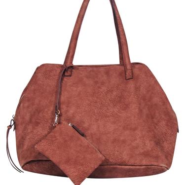 Free People - Rusty Brown Faux Suede Large Tote Bag w/ Pouch