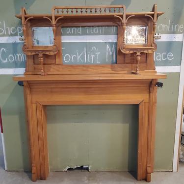 Salvaged Fireplace Mantel with Stick and Ball Spindle Trim