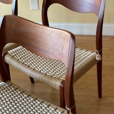 2 Moller Model #71 Dining Side Chairs, in Teak and new Danish Paper Cord 
