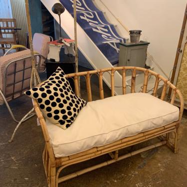 SOLD Vintage Rattan Bamboo Settee 