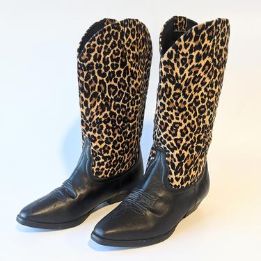 Leopard cowboy boots, sz. 7