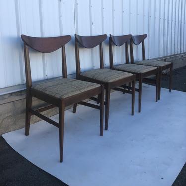 Set of Four Mid Century Walnut Dining Chairs