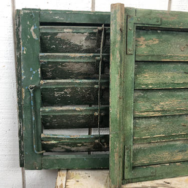 Pair of Antique European shutters, green 
