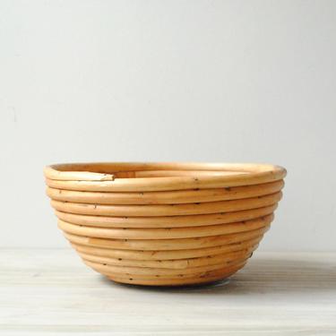 Vintage Coiled Bamboo Bowl, Rattan Bowl, Bamboo Bowl, Fruit Bowl, Wood Bowl 