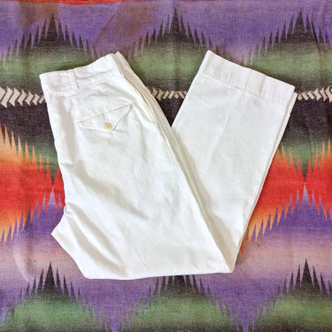 Size 33x30 Vintage Men’s 1920s 1930s White Cotton Trousers 