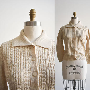 Vintage Cream Cardigan Sweater 