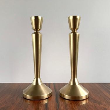 Vintage Artisan Turned Solid Brass Candlesticks by Emil Nagy - Limited Edition 