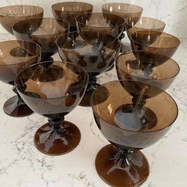 Vintage Chocolate Brown Cocktai Wine Champagne Coupe Dessert Glasses Barware Set of 12 