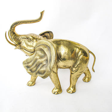 Vintage Semi-Solid Large Brass Elephant - Made in korea 