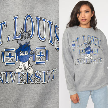 St Louis University Sweatshirt Missouri SLU Shirt Vintage 80s Graphic Sweatshirt College Jumper Slouchy 90s Medium Large 