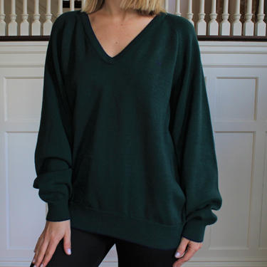 Vintage Christian Dior V Neck Green V Neck Logo Sweater Women's Size M 