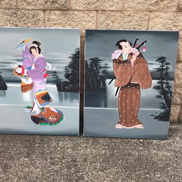 Fabulous pair of vintage Chinese paintings 