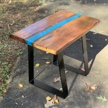 Resin River Table, Live Edge Wood Table, Industrial Table